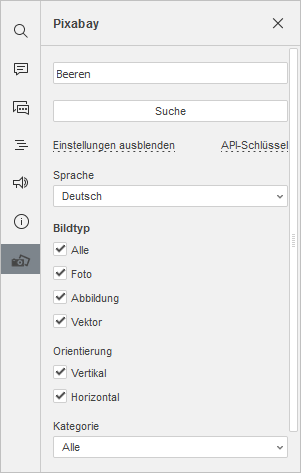 Pixabay Einstellungen