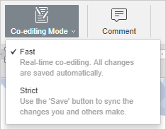 Co-editing Mode menu