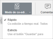 Menú del modo de Co-edición