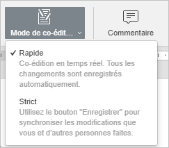 Menu Mode de co-édition