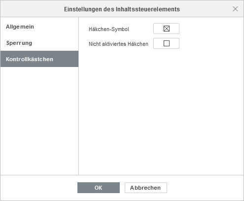 Check box settings window