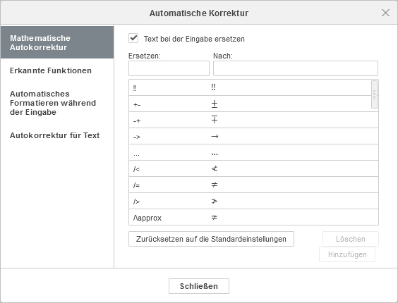 Text bei der Eingabe ersetzen