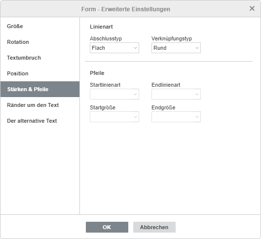 Form - Erweiterte Einstellungen