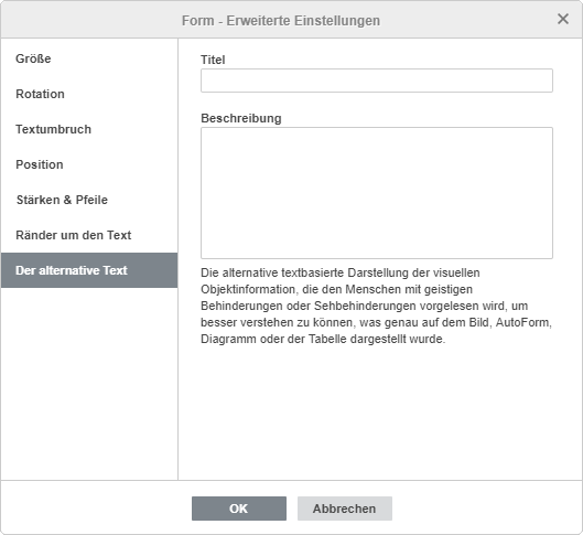 Form - Erweiterte Einstellungen