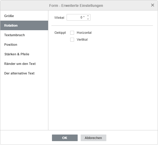 Form - Erweiterte Einstellungen