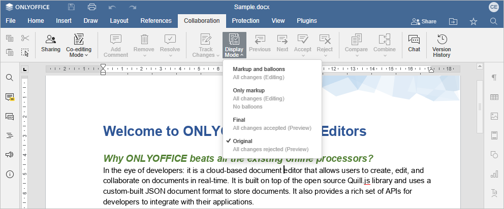 Compare documents - Original