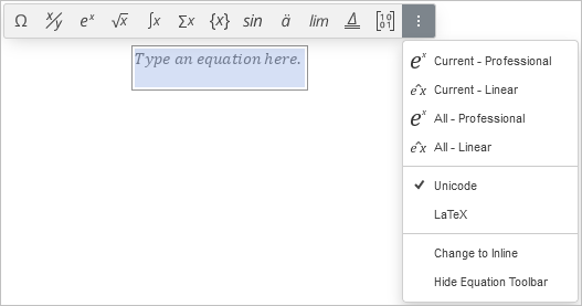 equation toolbar