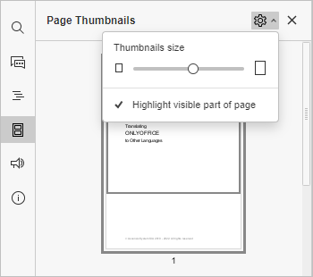 Page thumbnails settings