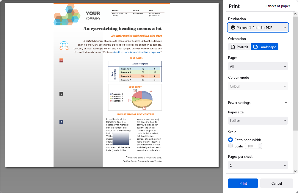 Print Settings window