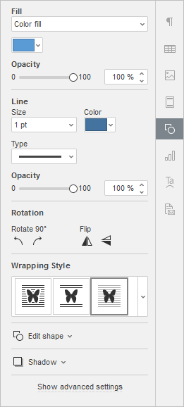 Autoshape Settings tab