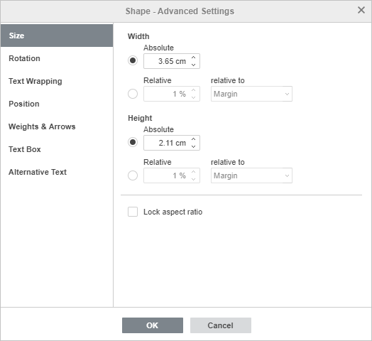 Shape - Advanced Settings