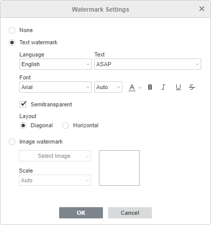 Watermark Settings window