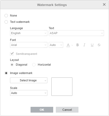 Watermark Settings window