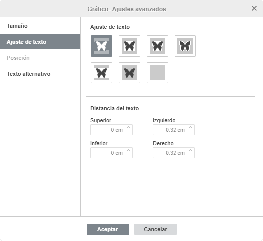 Gráfico-ajustes avanzados: Ajuste de texto