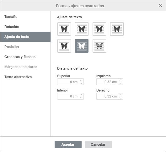 Forma - Ajustes avanzados