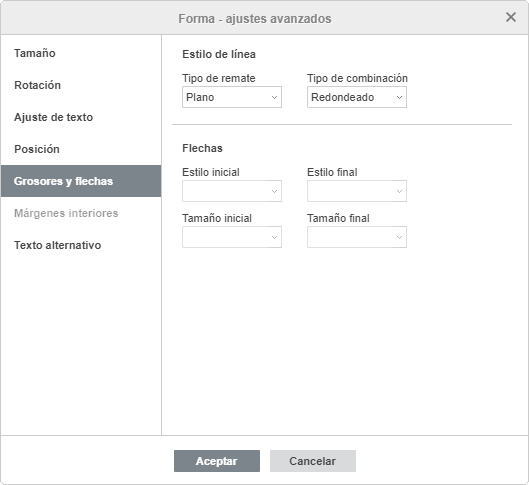 Forma - Ajustes avanzados