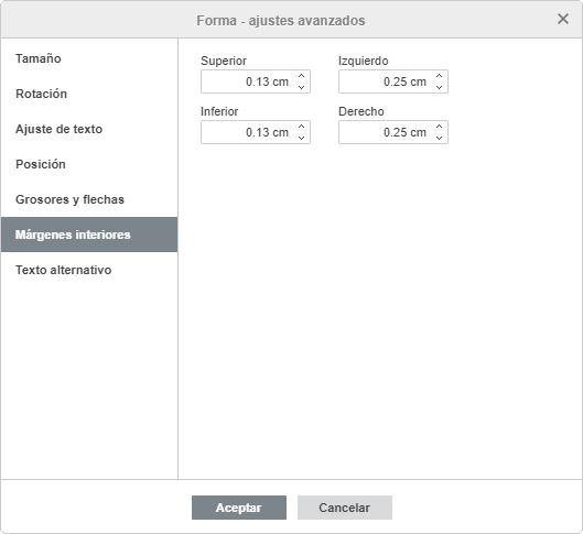 Forma - Ajustes avanzados