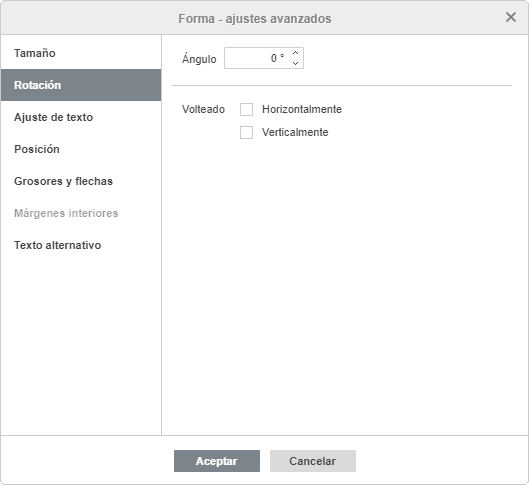 Forma - Ajustes avanzados