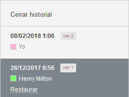 Historial de versión