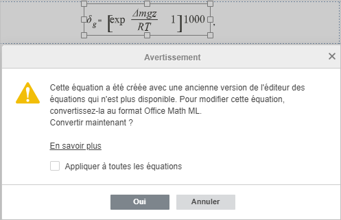 Convertir des équations