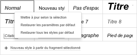 Menu style modifié