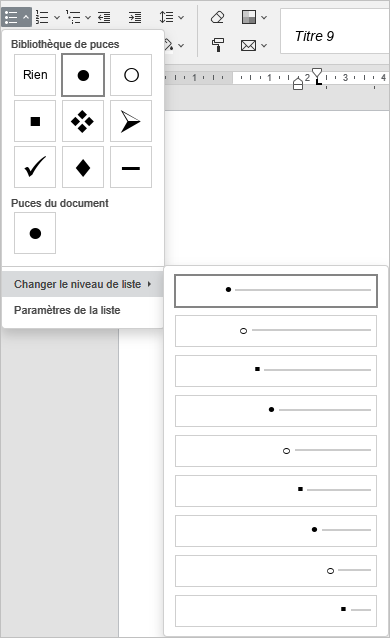 Changer le niveau de liste