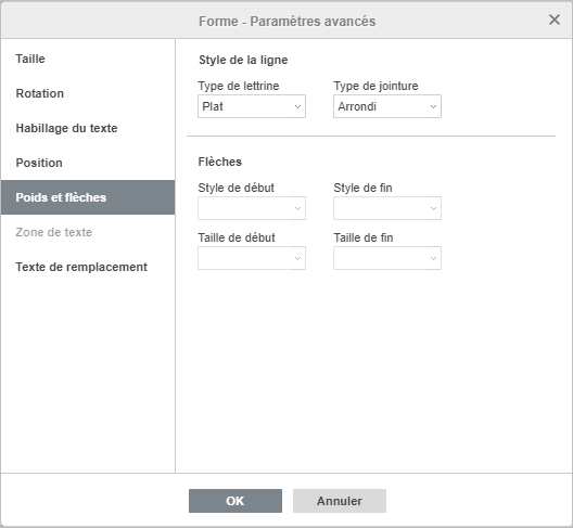 Forme - Paramètres avancés