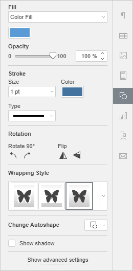 Autoshape Settings tab