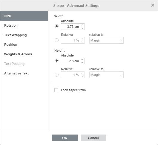 Shape - Advanced Settings