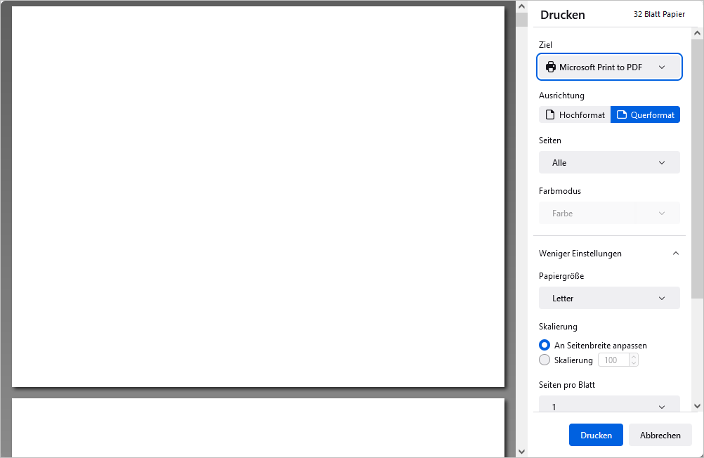 Print Settings window