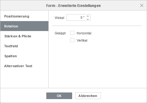 Form - Erweiterte Einstellungen