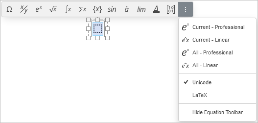 equation toolbar