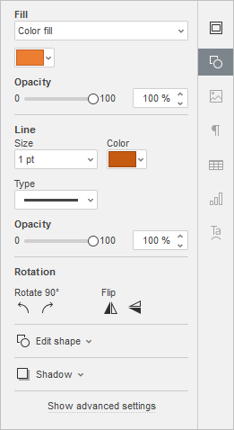 Shape settings tab