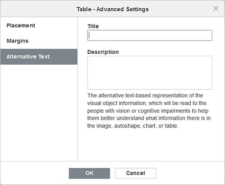 Table Properties