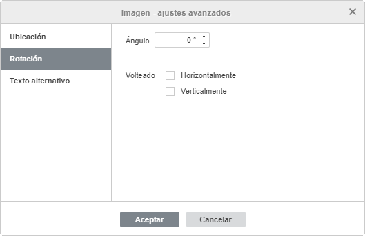 Propiedades de imagen: Rotación