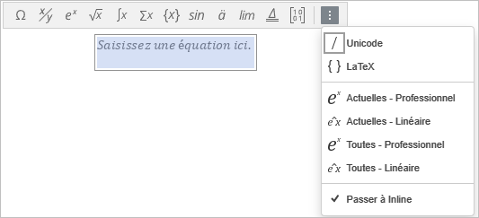 barre d'outils d'équation