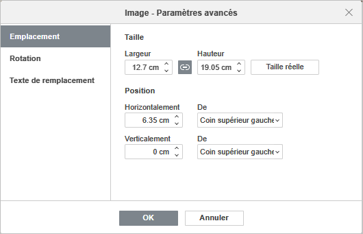 Paramètres de l'image 