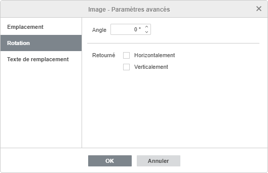 Paramètres de l'image: Rotation