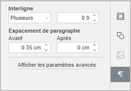 Onglet Paramètres de paragraphe