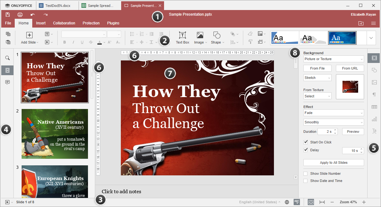 Desktop Presentation Editor window