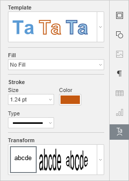 Text Art setting tab