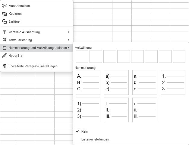 Nummerierung und Aufzählungszeichen