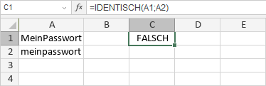 IDENTISCH-Funktion FALSCH