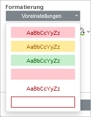 Formatierung - Voreinstellungen