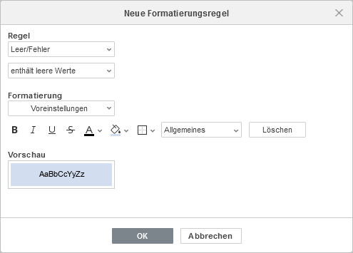 Neue Regel - Leer/Fehler