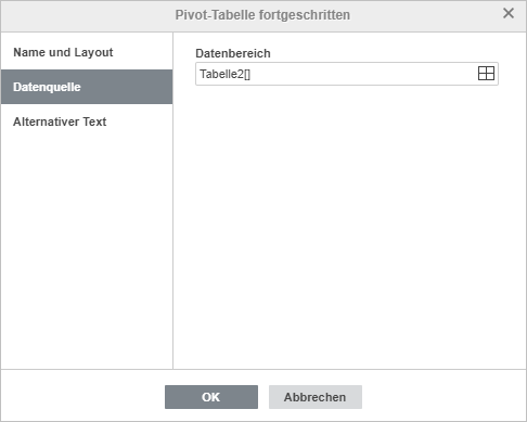 Pivot-Tabelle Erweiterte Einstellungen