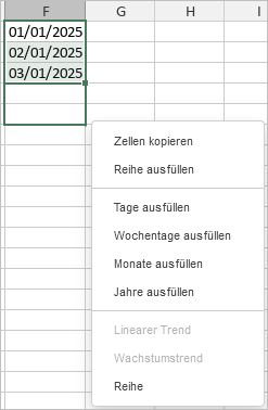 Serie - Kontextmenü