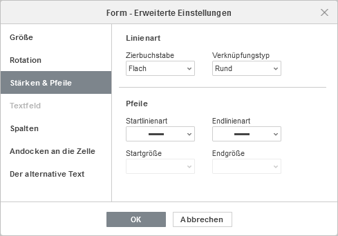 Form - Erweiterte Einstellungen