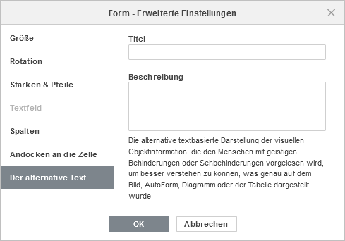 Form - Erweiterte Einstellungen