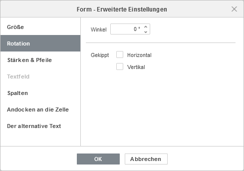 Form - Erweiterte Einstellungen